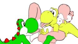 1girls 2boys anal anus ass cunnilingus dinosaur female group group_sex koopa lying male mario_(series) mmf_threesome multiple_boys nintendo nude on_back oral penis presenting pussy reptile rimming rubisdrake scalie sex simple_background spread_legs spreading straight threesome tongue turtle vaginal_penetration video_games white_background yaoi yoshi