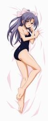 bed bow feet gakkou_no_kaidan gakkou_no_kaidan_(anime) ghost_stories highres koigakubo_momoko momoko_koigakubo nipple_slip nipples one-piece one-piece_swimsuit sugimura_tomokazu swimsuit