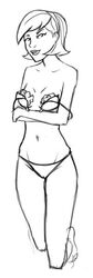 bra cameltoe clockwork_(artist) drew_quymn female lingerie monochrome nancy_quymn navel sketch solo venture_brothers