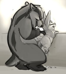 2019 absurd_res badger carrot_(artist) carrot_(character) duo female female_penetrated fur genitals hi_res lagomorph larger_male male male_penetrating male_penetrating_female mammal monochrome mustelid musteline original original_character original_characters penetration penis rabbit sex size_difference smaller_female smaller_penetrated straight vaginal_penetration