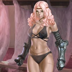 armor battle_scars crystal_maidens eli_(crystal_maidens) game_cg muscular_female nude nutaku pink_hair uncensored