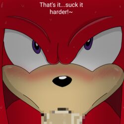 1:1 censored duo echidna fellatio front_view hair humanoid knuckles_the_echidna male male/male male_only mammal monotreme oral penile purple_eyes red_hair sex signature sonic_(series) sonic_the_hedgehog_(series) spanky15 sucking wet yaoi