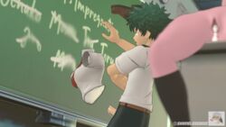 1boy 2girls 3d cum_in_pussy green_hair hagakure_tooru_(invisible) invisible_girl izuku_midoriya large_penis long_penis medium_breasts mina_ashido my_hero_academia penis pink_skin school_uniform shamelessdeeg splits spread_legs stockings thighhighs tooru_hagakure tooru_hagakure_(invisible) u.a._school_uniform vaginal_penetration