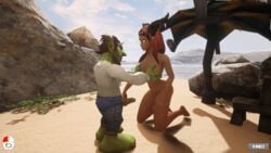 1boy 1girls 3d alexstrasza animated auril_(artist) beach big_breasts clothed_male clothed_male_nude_female dragon_girl dragon_horns female gif glowing_eyes goblin goblin_(warcraft) goblin_male golden_eyes handjob hands_on_breasts horn horns interspecies jewelry light-skinned_female light_skin long_eyebrows long_hair long_hair_female male nude nude_female nude_female_clothed_male outdoors red_hair sex world_of_warcraft