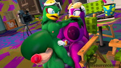 3d 3d_(artwork) anthro avian balls beak bird camera dickgirl duo erect_nipples eyelashes feathers furry futa_is_bigger futa_on_male futanari glasses green_body green_feathers hair hawk inside jet_the_hawk male nipples penis purple_body purple_feathers sex sonic_(series) swallow swallow_(bird) tail_feathers thesourcecomm wave_the_swallow wink