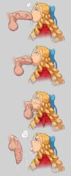 1girls 4koma ahe_gao angry annoyed blonde_hair colored ddl deepthroat drooling eyes_rolling_back fellatio huge_cock karin_kanzuki lipstick_mark lipstick_on_penis oral pink_lipstick raised_inner_eyebrows speech_bubble street_fighter street_fighter_v x-ray