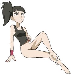 1girls billy_jo black_hair black_tank_top bottomless eyeshadow female female_focus female_only game_freak guitarist_(pokemon) nails nintendo npc_trainer panties_around_leg pokemon pokemon_bw2 punk punk_girl sleeveless sleeveless_shirt thecrazypartyco