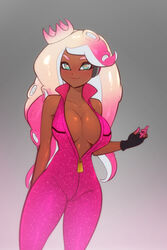 1girls alternate_breast_size alternate_costume alternate_outfit big_breasts breasts cleavage cosplay crown dark-skinned_female dark_skin female female_only fusion long_hair marina_(splatoon) nintendo octoling outfit_swap pearl_(splatoon) pearl_(splatoon)_(cosplay) scorpdk solo splatoon splatoon_2 tagme two_tone_hair unzipped unzipped_bodysuit