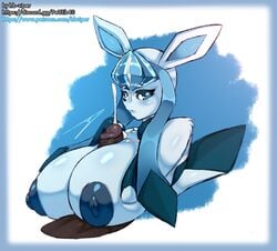 animal_ears anthro anthrofied areolae artist_signature big_breasts black_skin blue_body blue_eyes blue_fur blush breast_squeeze breasts cum cum_on_breasts cum_on_head cumshot dark-skinned_male disembodied_penis eeveelution female fur furry glaceon hb-viper huge_breasts human human_on_anthro interspecies large_breasts looking_at_penis male male/female male_human/female_anthro male_human/female_pokemon nintendo nipples paizuri penis pokémon_(species) pokemon pokephilia puffy_areola puffy_nipples sex shiny_skin simple_background straight tail video_games