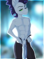 2019 3:4 abs animal_genitalia animal_penis anthro big_penis bottomwear clothed clothing equid equine equine_penis friendship_is_magic front_view genitals green_eyes hair half-erect hasbro hiccupsdoesart horse male mammal medial_ring muscular muscular_anthro muscular_male my_little_pony one_eye_closed open_bottomwear open_clothing open_pants pants pecs penis pony portrait pubes purple_hair smile soarin_(mlp) solo standing three-quarter_portrait topless white_body wonderbolts_(mlp)