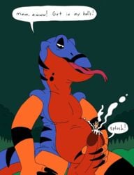 anthro cock_vore dialogue ferngully human_prey lou_the_goanna male male_only masturbation reptile tagme unwilling_prey vore