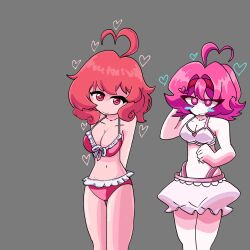 2girls beach big_breasts cleavage female female_only friday_night_funkin friday_night_funkin_mod ianpostor pinku_(vs_human_impostor) sideass vs_human_impostor