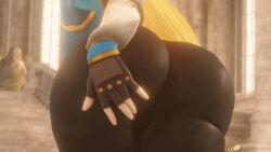 1girls 3d 3d_animation animated ass ass_focus big_ass black_pants blonde_hair breath_of_the_wild bubble_butt clothing fat_ass female female_only gluteal_fold huge_ass jiggle jiggling_ass large_ass looking_at_ass looking_at_self looking_back nurico princess_zelda pulling pulling_clothing shorter_than_10_seconds skin_tight solo the_legend_of_zelda thick thick_ass thick_thighs thunder_thighs wide_hips wilhelmina_stretch_(meme) zelda_(breath_of_the_wild)
