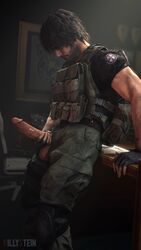 1boy 3d big_penis black_hair carlos_oliveira fully_clothed gay holding_penis killystein looking_down male male_only masturbation military military_uniform resident_evil resident_evil_3 resident_evil_3_remake solo uncensored yaoi