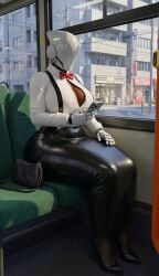 1girl 1girls android big_breasts breasts breasts_bigger_than_head cleavage clothed clothing female female_focus female_only formal_clothing gigantic_breasts haydee haydee_(game) huge_breasts large_breasts robot robot_girl sularetal tan_body voluptuous_female