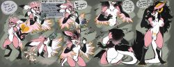 2023 4_ears angry anthro arm_warmers_(marking) artist_logo artist_name ass avali barely_visible_genitalia barely_visible_vulva big_breasts big_butt big_tail black_hair blush body_blush breast_growth breasts character_request dialogue disappearing_feathers disappearing_wings drinking_from_bottle drinking_potion dropping_beverage dropping_bottle dropping_object duo english_text excited female forked_tail genitals gold_ear_piercing gold_tattoo golden_claws grey_background growling growth hair hair_growth heart_on_tail hi_res horn leg_markings licking logo long_hair markings multi_ear nipple_piercing nipples opening_bottle panicking piercing pink_body potion pubic_tattoo queenie_(trexqueen) self_lick simple_background skull_tattoo socks_(marking) sparkles species_transformation speech_bubble tail tattoo text tongue transformation transformation_potion trexqueen unusual_anatomy unusual_tail vulva vulva_blush white_body wickerbeast yellow_eyes yellow_horn