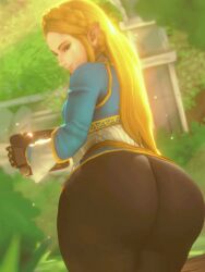1girls 3:4 3d 3d_animation animated ass ass_focus big_ass blonde_hair bottom_heavy bouncing_ass breath_of_the_wild clothing fat_ass female female_only gluteal_fold huge_ass jiggle jiggling_ass large_ass long_hair looking_at_viewer looking_back massive_ass nurico princess_zelda rear_view shorter_than_10_seconds solo the_legend_of_zelda thick_ass thick_thighs thunder_thighs vertical_video wide_hips zelda_(breath_of_the_wild)