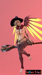 3d blizzard_entertainment busty female female_focus female_only hourglass_figure mercy nude nude_female nudity overwatch pinup pinup_pose pose posing selaphorart solo tagme wide_hips witch witch_hat