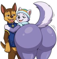 ai_generated big_ass big_breasts big_butt chase_(paw_patrol) edit edited everest_(paw_patrol) female ia joke_art paw_patrol ridiculous smiley_face smiling_at_viewer