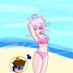 beach big_breasts bikini cleavage female female_only friday_night_funkin friday_night_funkin_mod ianpostor pinku_(vs_human_impostor) sideass teasing vs_human_impostor