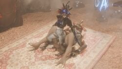 16:9 2_toes 3_fingers 3_toes 3d_(artwork) 4_fingers alien anal anal_sex anthro anthro_dominating_male anthro_penetrated armor avian balls blue_eyes bottomless clothed clothing colored digital_media_(artwork) digitigrade dominant dominant_anthro duo energy_sword energy_weapon erection face_covered feet fingers genitals glowing glowing_eyes halo_(series) headgear helmet hi_res humanoid_genitalia humanoid_penis kig-yar looking_pleasured male male/male male_on_anthro male_penetrated male_penetrating male_penetrating_anthro male_penetrating_male mandibles melee_weapon microsoft obscured_penetration on_bottom on_top penetration penile penile_penetration penis penis_in_ass power_bottom reverse_cowgirl_position rug sangheili scalie sex size_difference small_dom_big_sub smaller_anthro smaller_penetrated stomach_bulge sword synca t'vaoan toes tongue tongue_out weapon widescreen xbox_game_studios