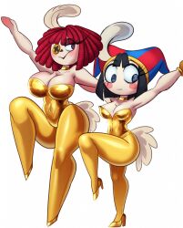 2girls big_breasts body_control canonical_scene color dancing embarrassed embarrassing_outfit female female_focus female_only hjsakldfhl_(tadc) pomni_(dancer_outfit) pomni_(the_amazing_digital_circus) ragatha_(dancer_outfit) ragatha_(the_amazing_digital_circus) source_request tagme the_amazing_digital_circus thick_thighs