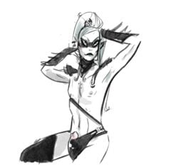 1boy dark_eldar drukhari elf_ears femboy jetblackraider male_only penis_in_panties sketch solo_focus warhammer_(franchise) warhammer_40k