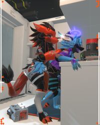 3d_(artwork) absurd_res anal anal_sex anthro bungie clothed clothed_sex clothing cybernetics cyborg digital_media_(artwork) duo eyewear glasses grabbing_chest halo hand_on_shoulder hi_res horn jacket looking_down machine male male/male marathon_(series) markings nardoragon penetration robot_anthro sex sinfulangel sparky_(sinfulangel) surprised symbol-shaped_eyes synthetic topwear weapon wickerbeast