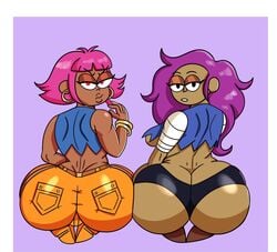 2girls ass ass_cleavage big_ass big_butt bottom_heavy breasts bubble_ass bubble_butt busty butt_crack cartoon_network coldarsenal dark-skinned_female double_chocolate enid enid_(ok_k.o.!_lbh) enid_mettle eyeshadow fat_ass fat_butt female_focus females females_only full_body hourglass_figure huge_ass huge_butt human_shannon humanized kneeling large_ass large_butt long_hair looking_at_viewer looking_back makeup medium_hair multiple_girls nudity ok_k.o.!_let's_be_heroes pink_hair pinup pinup_pose pose posing purple_hair rear_view shannon_(ok_k.o.!_let's_be_heroes) shannon_boxman sideboob skimpy thick_ass wide_hips