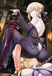 ai_art ai_generated angra_mainyu_(fate) artoria_pendragon_(alter) ass breasts chains duo facesitting fate/grand_order fate/stay_night fate_(series) female female_only foot_fetish foot_focus from_behind glowing_eyes jeanne_d'arc_(fate) looking_back multiple_girls possessed possession saber_alter sword tagme weapon xiyuge_dream_(generator) yuri