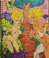 beat_up beaten blush cell_(dragon_ball) dragon_ball dragon_ball_gt dragon_ball_super dragon_ball_z female female_gohan female_goku frieza gangbang gangrape hfil nude_female princeadam rape rule_63 saiyan son_gohan son_goku super_saiyan super_saiyan_2 sweating traditional_media_(artwork)