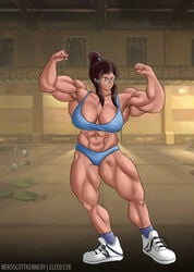 avatar_the_last_airbender elee0228 korra large_breasts muscular muscular_female neroscottkennedy straight_hair swimsuit the_legend_of_korra