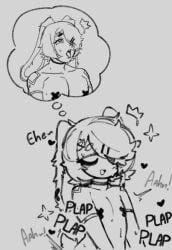 1boy avv_(probablyavv) blush bunny_boy bunny_ears bunnyboy choker eye_patch eyepatch lesox222 male_only monochrome probablyavv twink