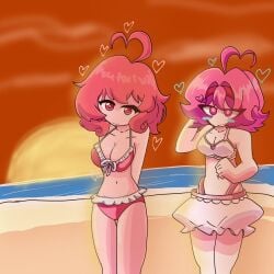2girls beach big_breasts cleavage female female_only friday_night_funkin friday_night_funkin_mod ianpostor pinku_(vs_human_impostor) sideass vs_human_impostor