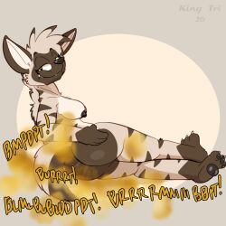 aardwolf anthro ass breasts fart fart_fetish female female_farting hand_on_butt hi_res hyena king-triangle looking_at_viewer looking_back looking_back_at_viewer mammal nipples nude nude_female seductive smile solo