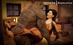 1girls 3d 3d_(artwork) barefoot chubby chubby_female clothed_female_nude_male dancer dancing daz3d daz_studio dest fantasy female gypsy interspecies orc orc_male original original_character see-through_clothing sex tavern tavern_wench unseen_male_face