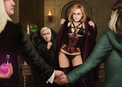 2boys 2girls armchair arms_up background being_watched black_clothing black_panties blonde_hair bondage_outfit bottle bra candle chair cloak clothed clothed_female clothed_male clothing collar corset detailed_background digitaldefeat draco_malfoy drug drugged drugs fantasy father female femsub fetish_wear flashing forced front_view fully_clothed green_clothing gryffindor hand_holding happy harness harry_potter hermione_granger hogwarts_school_uniform holding_bottle holding_hands holding_object house imminent_rape imminent_sex indoors inter-house long_hair long_socks looking_at_another love_potion lucius_malfoy magic magic_user male malfoy_manor manor medium_hair mind_control mother narcissa_malfoy neckwear on_chair open_clothes open_robe panties parent potion presenting rear_view red_clothing sex_slave short_hair sitting sitting_on_chair slave slytherin smile socks son spiked_collar spikes standing stockings stripper stripping submissive suit thick_thighs thigh_high_socks thighhighs two_tone_hair underwear undressing watching witch wizard