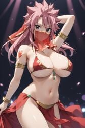 ai_generated dancer_outfit fairy_tail genderswap_(mtf) grey_eyes large_breasts looking_at_viewer natsu_dragneel pink_hair rule_63 smile tattoo_on_arm veil