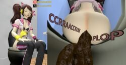 (theusagiboy1406) 1girl, 1girls 3d 3d_(artwork) 3d_model 3d_render ass ass_focus atlus bare_ass bare_butt bathroom bottomless bra brown_hair butt_focus feces female female_focus female_only girl kujikawa_rise light-skinned_female light_skin patreon patreon_logo patreon_username persona persona_4 scat sfm shit shitting source_filmmaker toilet toilet_use turd turd_hanging_out turds twintails twitter_username