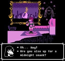 animated anthro bedroom bra breasts chalk deltarune deltarune_chapter_2 dialogue female_only legs lizard panties pov reptile semi_nude suicidalpixel susie susie_(deltarune)