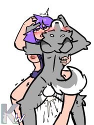 2025 ahe_gao ambiguous_penetration anthro anthro_on_top anthro_penetrating anthro_penetrating_human areola artist_logo backsack balls biped bird's-eye_view blush bodily_fluids canid canine canis closed_eyes clothed clothed_female clothed_human clothed_sex clothing cum cum_inside cum_splatter duo duolingo female female_on_anthro female_on_bottom fingers fur genital_fluids genitals grey_body grey_fur hair heart_eyes heart_symbol hi_res high-angle_view human human_on_anthro human_on_bottom human_penetrated humanoid_hands interspecies kangwolf lily_(duolingo) logo looking_pleasured male male/female male_on_top mammal nipple_dip nipples nude_anthro nude_male obscured_penetration on_bottom on_top penetration purple_hair sex simple_background tail watermark white_background white_body white_fur wolf