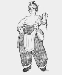 1girls 2026 bandana big_breasts black_hair breasts breasts_out cleavage deadlock female hi_res kerchief mcginnis_(deadlock) pony_soprano short_hair sketch solo tattoo thighs wink