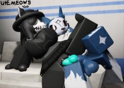 1boy 1boys 1girls 1male 3d alternate_version_at_source alternate_version_available ass ass_focus ass_grab ass_visible_under_skirt big_ass big_ass_(female) black_body black_fur black_hair breasts breeding canine clothed clothed_female clothed_female_nude_male clothed_sex cock couch couch_sex curvy curvy_female curvy_figure female female_focus female_only fucking furry furry_female furry_only knot knotted_penis litemeows no_panties no_underwear request requested roblox robloxian scameows scp-1471 scp-1471-a scp_foundation self_upload sex sex_on_couch skirt_up skull skull_dog under_skirt