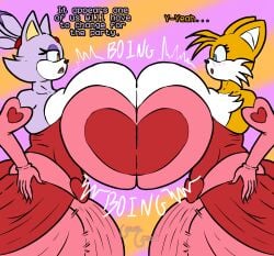 1boy 1boy1futa 1futa 2d anthro arm_gloves big_breasts big_penis blaze_the_cat blue_eyes blush blush_lines breast_push bulge busty_boy busty_male cat_ears cat_girl clothed clothed_futa clothed_male commission dialogue dress english_text erection eyeshadow fox_boy fox_ears furry furry_female furry_male futa_with_male futanari genderswap_(mtf) guavagrunt hands_on_hips holidays huge_breasts huge_cock inevitable_sex looking_at_another looking_at_breasts looking_down male male_with_breasts matching_outfit miles_tails_prower penis_bulge purple_body pushing_breasts_together rule_63 sega simple_background sonic_(series) sonic_the_hedgehog_(series) speech tails_the_fox text thick_thighs thighs tied_hair valentine's_day yellow_body yellow_eyes