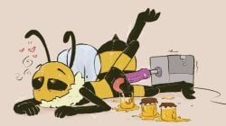 bee cum cumming_while_penetrating dildo dildo_in_ass ejaculating_honey ejaculation ejaculation_while_penetrated food_play fucking_machine gay hearts_around_head honey male male_only minecraft notsafeforwanking shaking_legs stinger wings