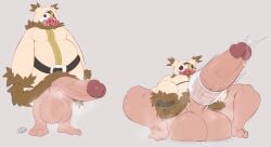 absurd_res anthro balls big_balls big_penis bodily_fluids brick_break_after_dark buttonda_(ratatan) clothing coat gas_mask genitals hi_res huge_balls huge_cock hyper hyper_balls hyper_genitalia hyper_penis lube male mammal mask masturbation musk musk_cloud penetrable_sex_toy penis saggy_balls sex_toy sitting solo spread_legs spreading standing suid suine sweat sweatdrop sweaty_balls sweaty_genitalia topwear vein veiny_penis wearing_mask