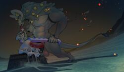 2026 anal anal_sex anthro anthro_on_anthro anthro_penetrated anthro_penetrating anthro_penetrating_anthro ass balls big_dom_small_sub big_penis biped bodily_fluids bovid caprine caprine_demon chrono_eternae claws cum cum_in_ass cum_inside cum_on_butt demon digital_media_(artwork) dominant duo elden_ring_nightreign erection extreme_french_kiss finger_claws french_kissing fromsoftware genital_fluids genitals goat_demon hi_res hooves horizontal_pupils interspecies kamelotnoah kissing larger_male libra_creature_of_night male male/male male_anthro male_penetrated male_penetrating male_penetrating_male mammal multi_eye muscular muscular_anthro muscular_male neck_eye outside_sex penetration penile penile_penetration penis penis_in_ass pupils saggy_balls scalie sex size_difference smaller_male smaller_penetrated tail tail_grab tail_pull yellow_eyes