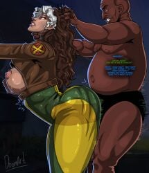 1boy 1girls absurdres african_male anna_marie arched_back artist_name ass big_belly black_male_underwear bodysuit breasts breasts_out briefs brown_hair brown_jacket cheating cheating_(relationship) cheating_wife colored_bangs commentary cropped_jacket curvy dark-skinned_male dark_skin doomart earrings english_commentary english_text erection fat_bastard fat_male fat_man female from_side grabbing_another's_hair grabbing_from_behind green_bodysuit hair_grab hand_on_another's_neck highres holding_another's_hair hoop_earrings huge_ass huge_testicles interracial jacket jewelry large_penis leaning_forward leather leather_jacket long_sleeves looking_at_another looking_back male male_underwear marvel marvel_rivals medium_breasts multicolored_bodysuit multicolored_hair mutant_(marvel) narrow_waist navel netorare nipples non-web_source ntr parted_bangs parted_lips penis penis_on_ass pink_lips profile rogue_(marvel_rivals) rogue_(x-men) sex sex_from_behind short_male standing standing_sex tall_female testicles text thick_thighs thighs topless_male two-tone_hair ugly_bastard underwear wavy_hair x-men x-ray yellow_bodysuit