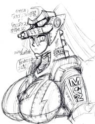 airride armor armored_female arms_down big_breasts cosplay female focused godzilla_(series) huge_breasts mecha mechagodzilla metal_armor metallic_body solo solo_female