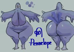 anthro ass avian big_breasts big_butt bird breasts columbid digital_media_(artwork) female grey_body hi_res mammal model_sheet nude nwopi pennelope_(nwopi) pigeon simple_background solo tail text wide_hips